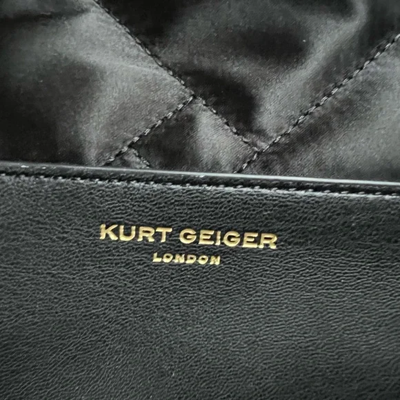 KURT GEIGER LONDON Black Quilted Recycled Shopper Bag Brass Eagle NWT - Picture 12 of 14